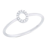 0.04ct 14k White Gold Diamond Lady's Ring - Letter O
